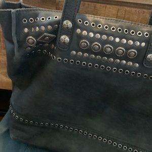 Patricia Nash gray studded shoulder bag